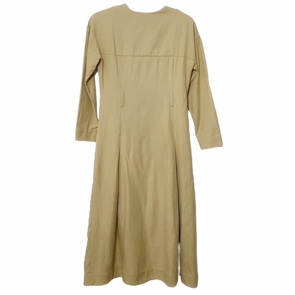 Cos BEIGE LONG SLEEVE V-NECK ZIPPER FRONT MAXI DRESS - 2 - Picture 2 of 10